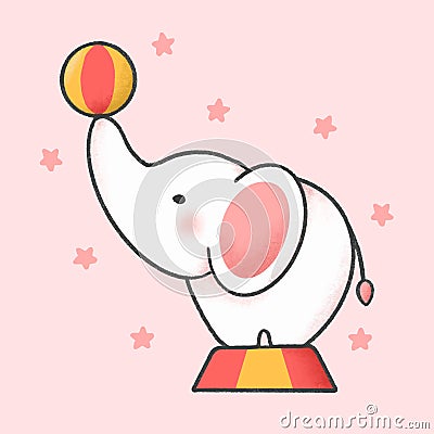 Circus elephant cartoon hand drawn style Stock Photo