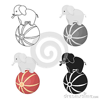 Circus elephant icon in cartoon style isolated on white background. Circus symbol stock vector illustration. Vector Illustration