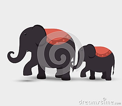 circus elephants festival funfair Cartoon Illustration