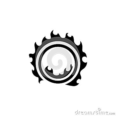 Circus Fire Ring, Flaming Hoop Flat Vector Icon Vector Illustration