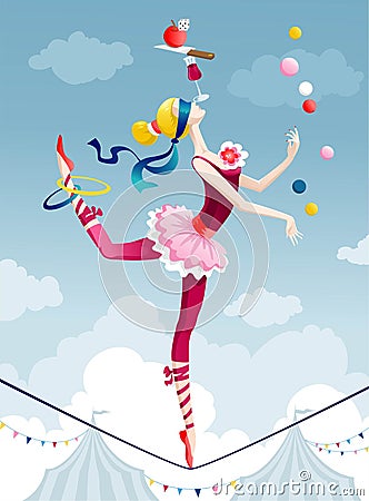 Circus girl Vector Illustration