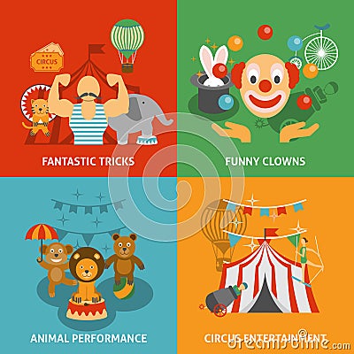 Circus Icons Set Vector Illustration