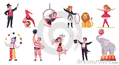 Circus Icons Set Vector Illustration