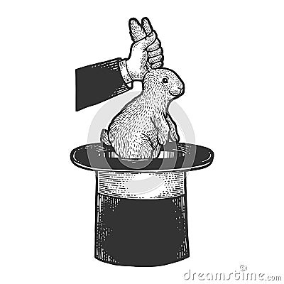 Circus illusionist with rabbit sketch vector Vector Illustration