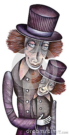 Circus clown. Art Painting Illustrations. Stock Photo