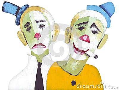 Circus clown. Art Painting Illustrations. Stock Photo