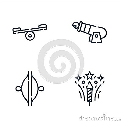 Circus line icons. linear set. quality vector line set such as fireworks, cymbals, human cannonball Vector Illustration