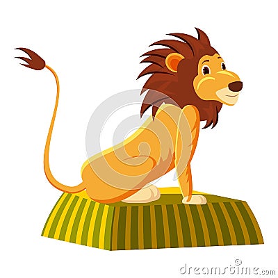 Circus lion icon, cartoon style Vector Illustration