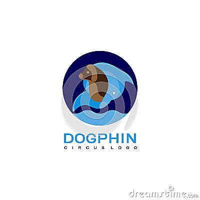 Dog and dolphin logo icon design Vector Illustration