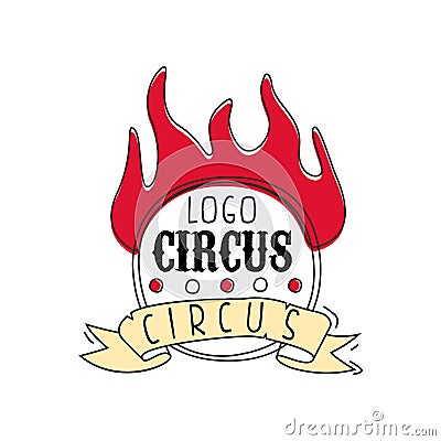 Circus logo, emblem for amusement park, festival, party, creative template of flyear, posters, cover, banner, invitation Vector Illustration