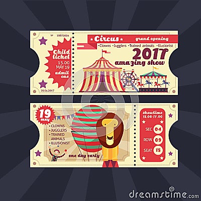 Circus magic show ticket vector vintage design Vector Illustration