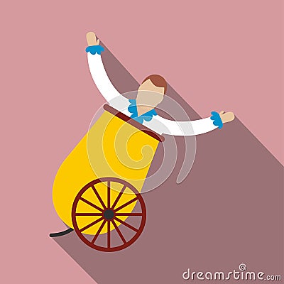 Circus man in cannon icon Vector Illustration