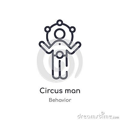 circus man outline icon. isolated line vector illustration from behavior collection. editable thin stroke circus man icon on white Vector Illustration