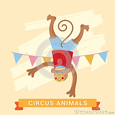 Circus Monkey, vector animal series. Vector Illustration