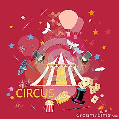 Circus performance circus show circus tent Vector Illustration