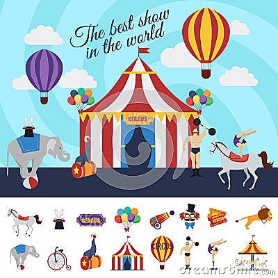 Circus Performance Concept Vector Illustration