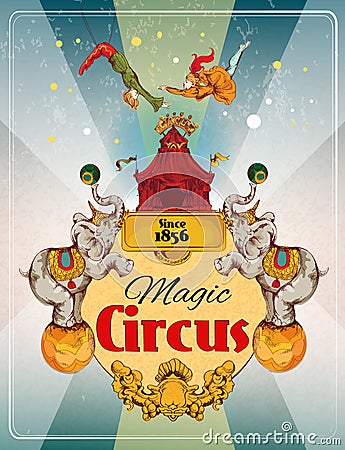 Circus retro poster Vector Illustration