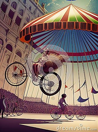 Circus scene, generative ai Cartoon Illustration