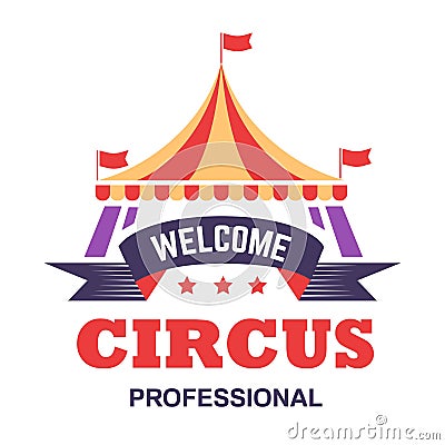 Circus show isolated icon big top tent fun fair Vector Illustration