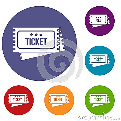 Circus show tickets icons set Vector Illustration