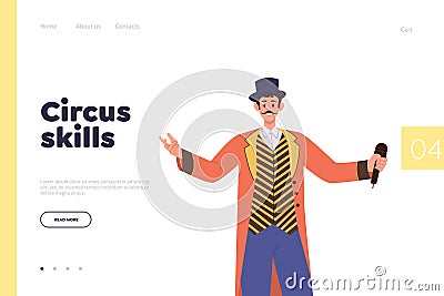 Circus skills concept for lading page offering online class to get new amusement profession Vector Illustration