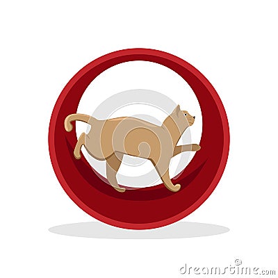 Circus trained cat in the tube. Flat vector illustration Vector Illustration