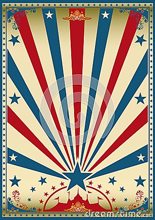 Circus vintage red blue poster Vector Illustration