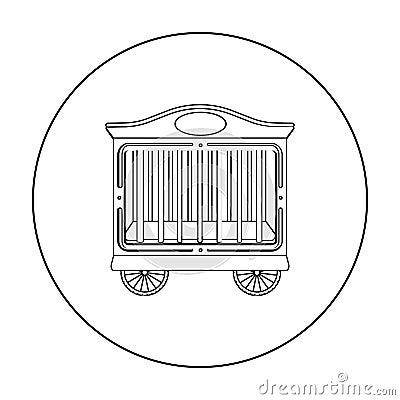 Circus wagon icon in outline style isolated on white background. Circus symbol stock vector illustration. Vector Illustration