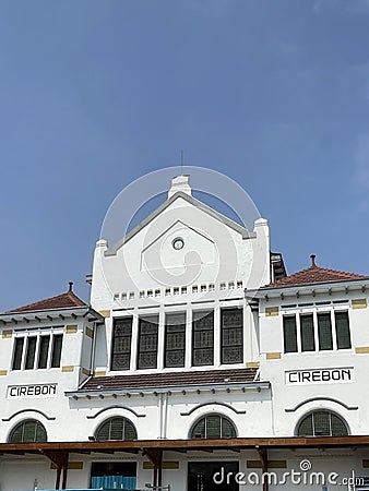 Cirebon Station Building, with a unique building shape, West Java, Indonesia. Editorial Stock Photo