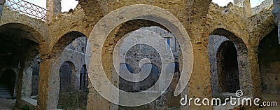 Cirella - Overview of the cloister of the Convent of the Mines Stock Photo