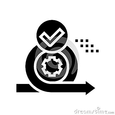 cirlce arrow and gear approved mark glyph icon vector illustration Cartoon Illustration