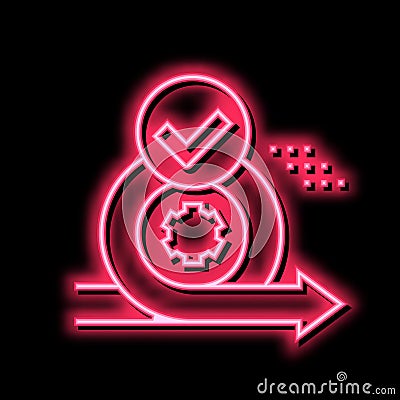 cirlce arrow and gear approved mark neon glow icon illustration Vector Illustration