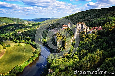 Cirq la Popie village on the cliffs scenic view Stock Photo