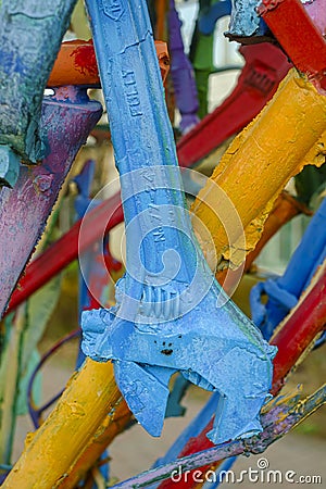 Sculpture wrench detail HEART MADE FROM TOOLS cirque du soleil Montreal public art Editorial Stock Photo