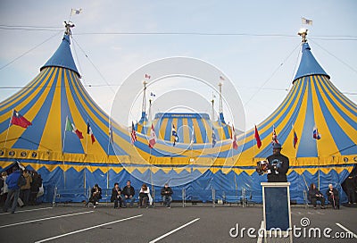 Cirque du Soleil circus tent at Citi Field in New York Editorial Stock Photo