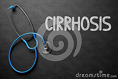 Cirrhosis Concept on Chalkboard. 3D Illustration. Stock Photo