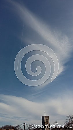 Cirrus Clouds as feathers in the sky! Stock Photo