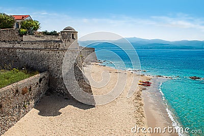 Citadel and beach in Ajaccio, Corsica. Stock Photo