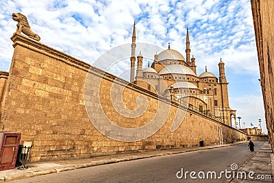 Citadel of Cairo wall and the Mosque of Muhammad Ali view, Egypt Editorial Stock Photo