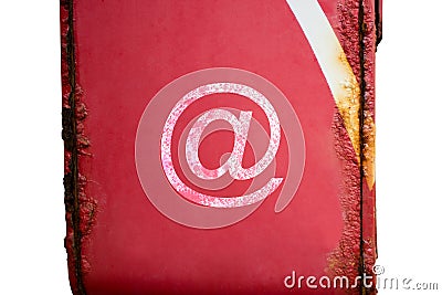 CITES symbol on red post box have the rust on white background Stock Photo