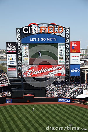 Citi Field Scoreboard Editorial Stock Photo