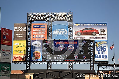 Citi Field Scoreboard - New York Mets Editorial Stock Photo