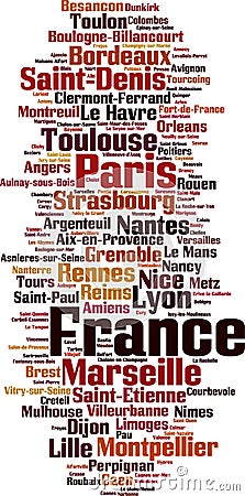 Cities in France word cloud Vector Illustration