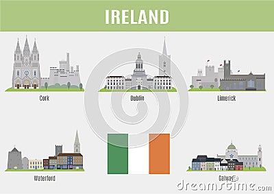 Cities of Ireland Vector Illustration