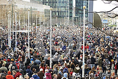 Citizen walking at Brussels on Sunday, January 11, 2015 Editorial Stock Photo