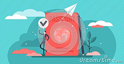 Citizenship vector illustration. Flat tiny country passport persons concept Vector Illustration