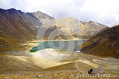 Lake in the cone of the Nevado de toluca volcano, mexico I Stock Photo