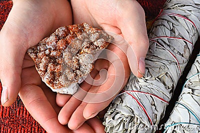 Citrine Geode Cluster Close Up Stock Photo