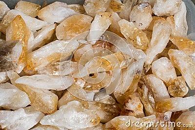 citrine semigem stone as mineral rock geode crystals Stock Photo