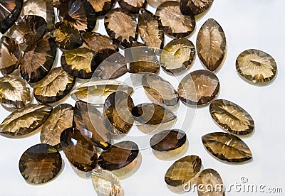 Citrine semiprecious stones in Sri Lanka juwelry gem factory Stock Photo